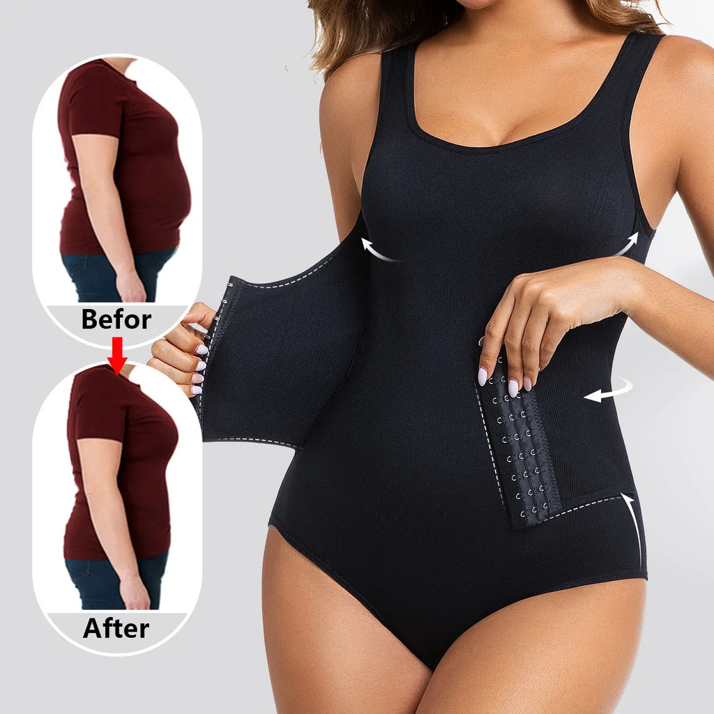 Women Bodysuit Shapewear with Hooks Belts Tummy Control Fajas Body Shaper Waist Trainer Belly Slimming Cincher Corset Tops