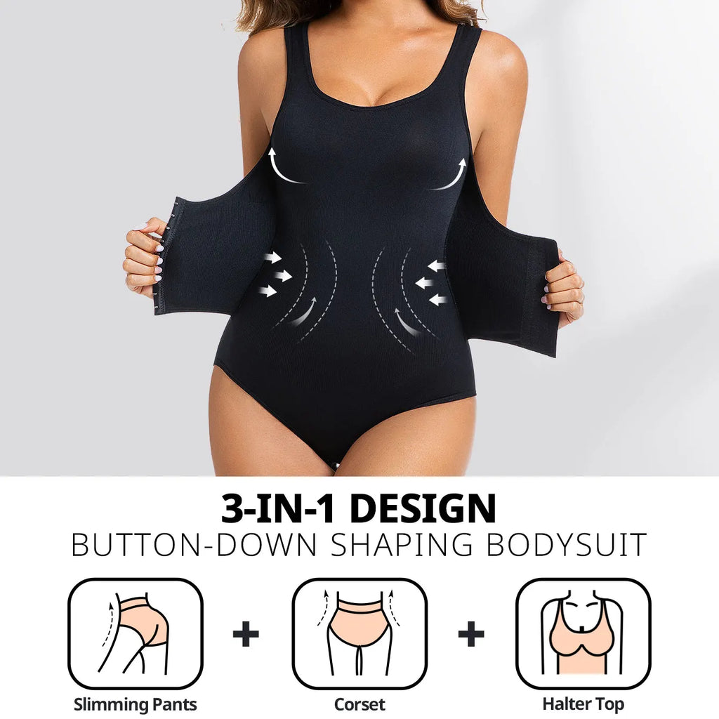 Women Bodysuit Shapewear with Hooks Belts Tummy Control Fajas Body Shaper Waist Trainer Belly Slimming Cincher Corset Tops
