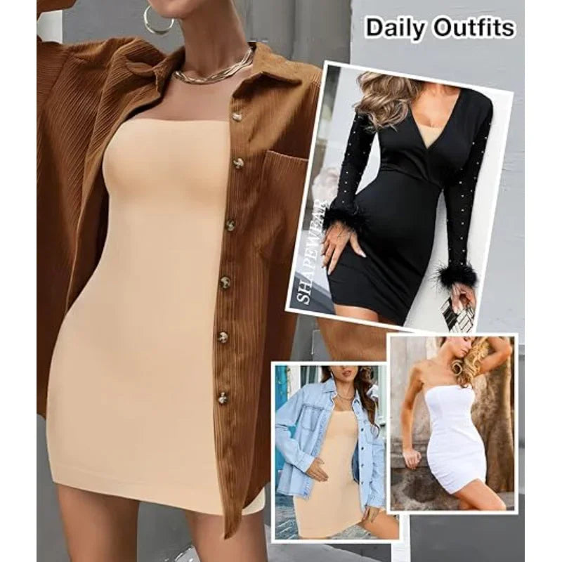 Women Shapewear Strapless Full Slip On belly Control Dresses Seamless Body Shapers Slides Sweater Compression Bodysuits