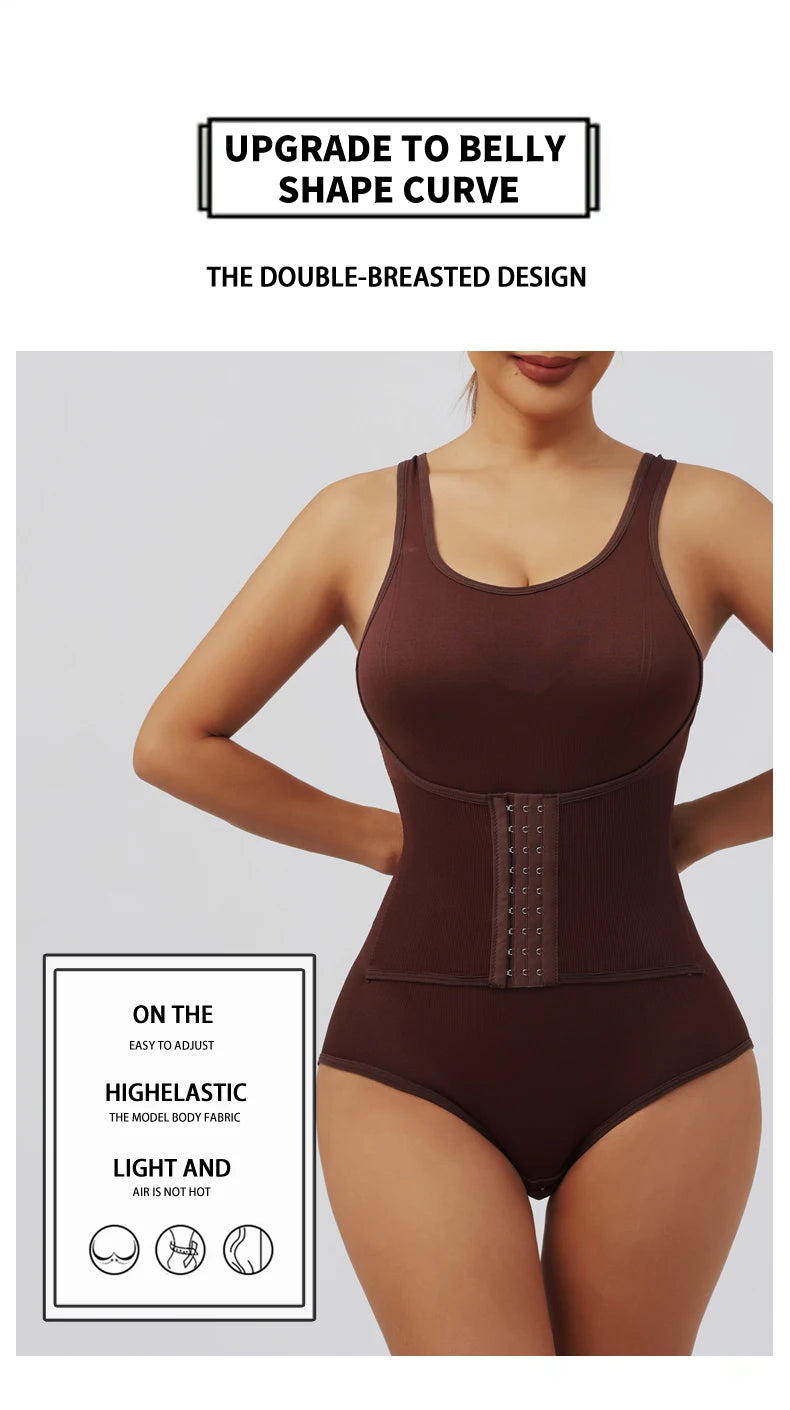 Women Bodysuit Shapewear with Hooks Belts Tummy Control Fajas Body Shaper Waist Trainer Belly Slimming Cincher Corset Tops
