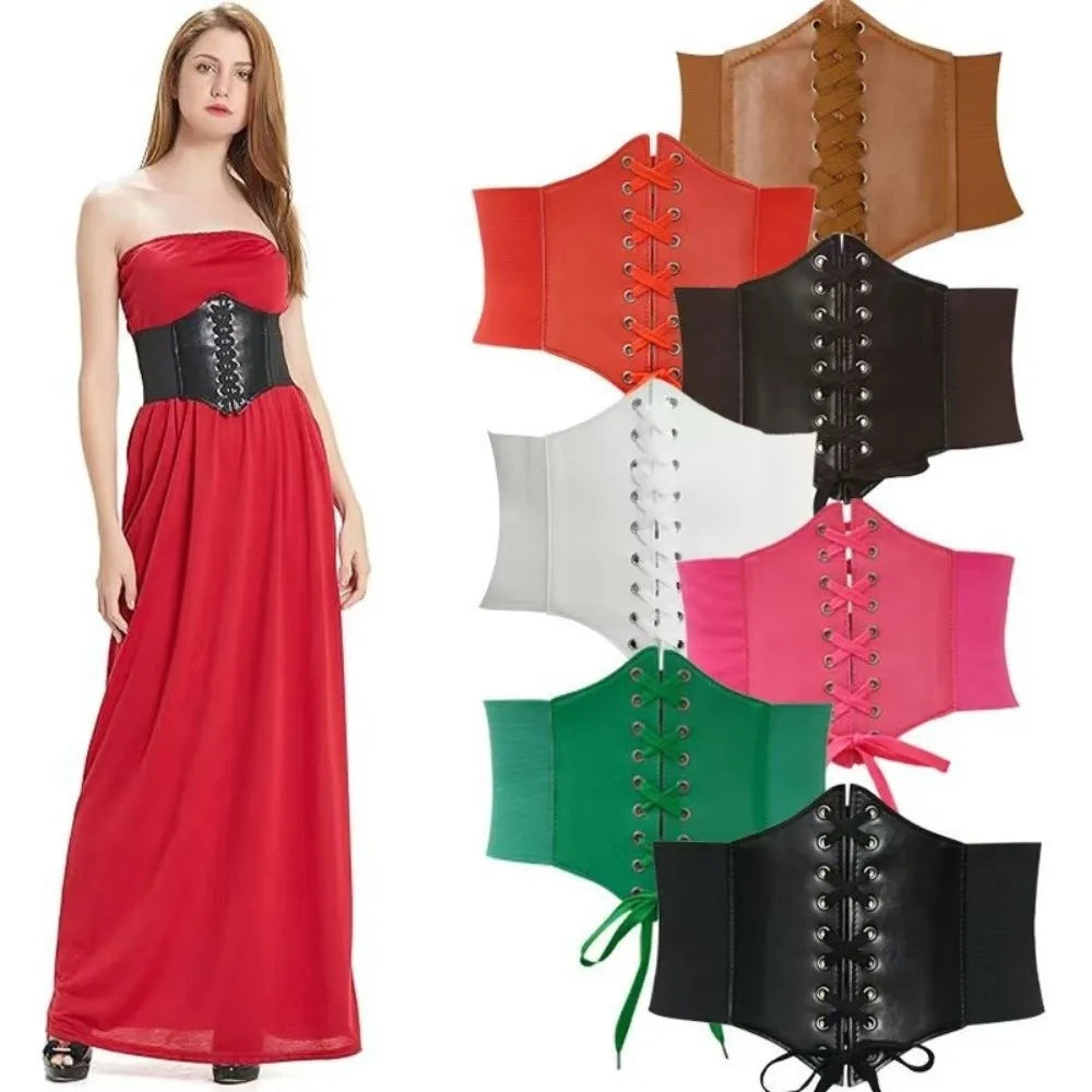 Wide Corset Waist Belt Decorative Slimming Waistband Strap External Wear Elastic Design Body Shapewear