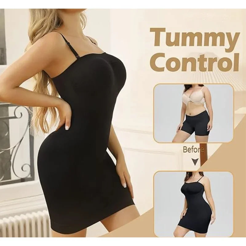 Women Shapewear Strapless Full Slip On belly Control Dresses Seamless Body Shapers Slides Sweater Compression Bodysuits