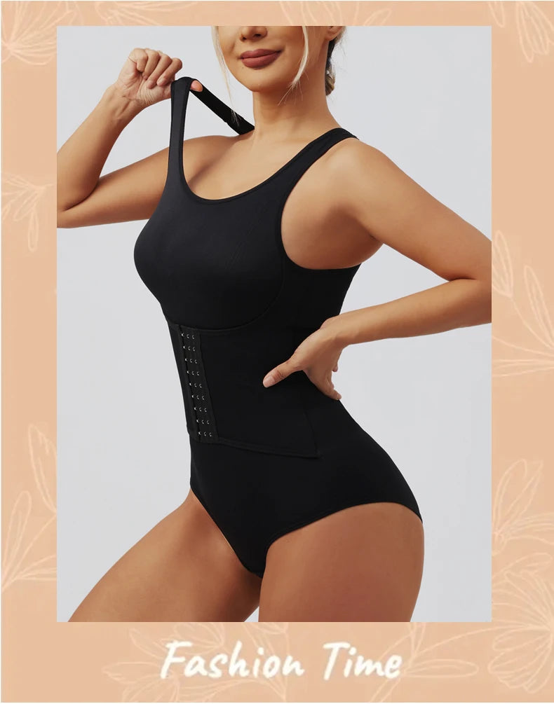Women Bodysuit Shapewear with Hooks Belts Tummy Control Fajas Body Shaper Waist Trainer Belly Slimming Cincher Corset Tops