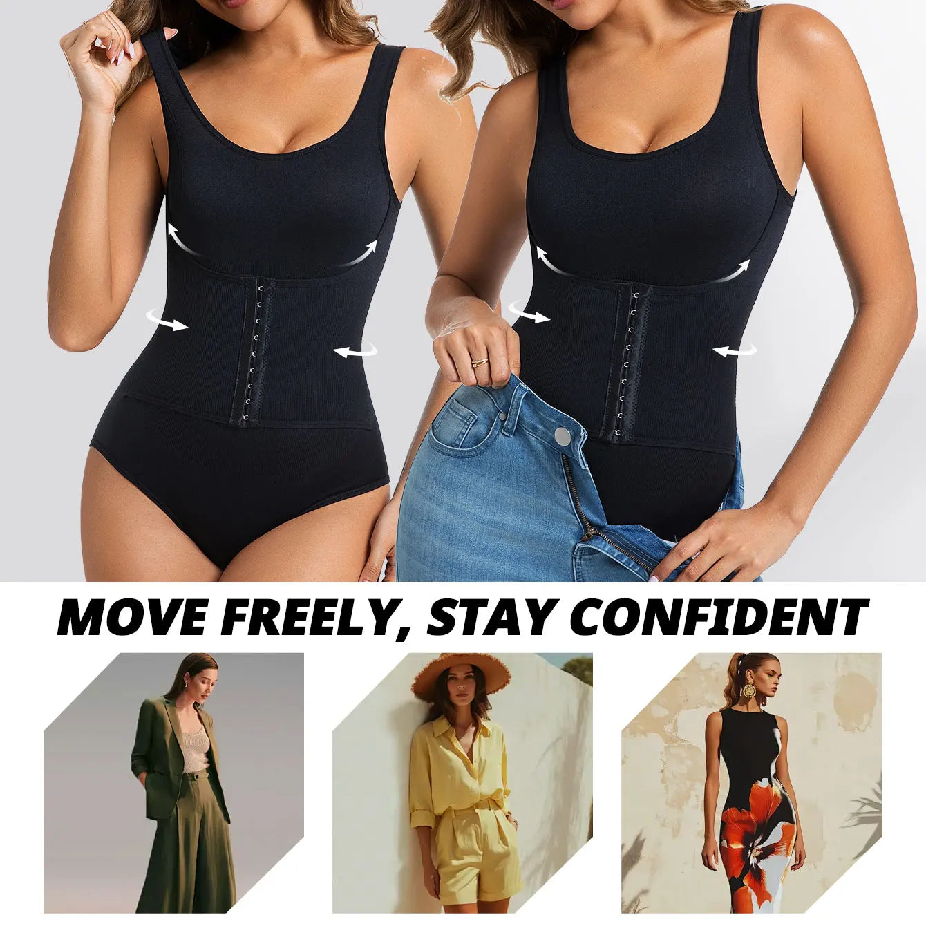Women Bodysuit Shapewear with Hooks Belts Tummy Control Fajas Body Shaper Waist Trainer Belly Slimming Cincher Corset Tops